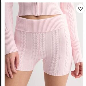 Pink Cable Knit Shorts